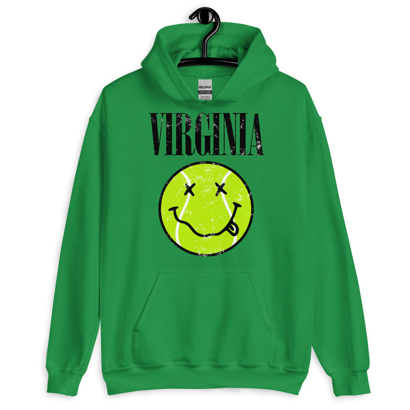 Virginia Smiley Face Tennis Ball by CoVA Tennis Unisex Heavy Blend Hoodie