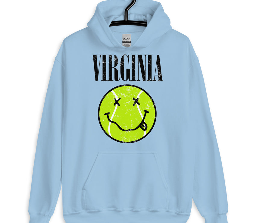 Virginia Smiley Face Tennis Ball by CoVA Tennis Unisex Heavy Blend Hoodie