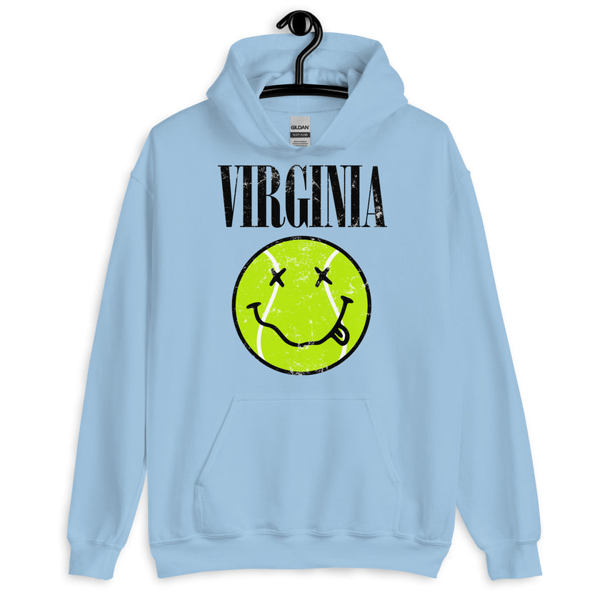 Virginia Smiley Face Tennis Ball by CoVA Tennis Unisex Heavy Blend Hoodie