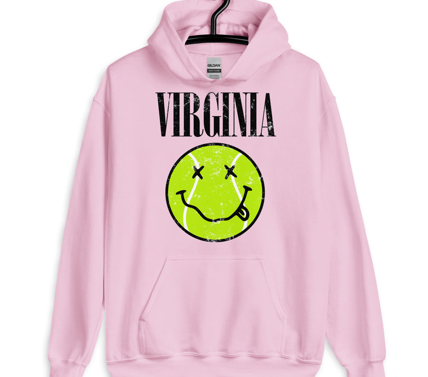 Virginia Smiley Face Tennis Ball by CoVA Tennis Unisex Heavy Blend Hoodie