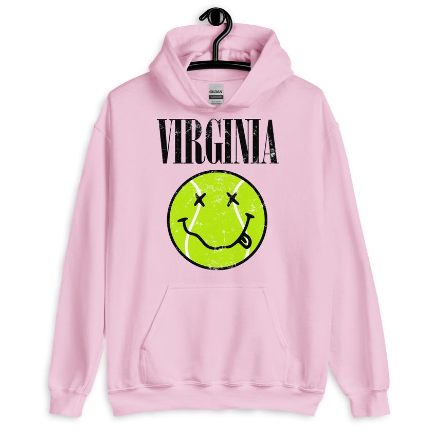 Virginia Smiley Face Tennis Ball by CoVA Tennis Unisex Heavy Blend Hoodie