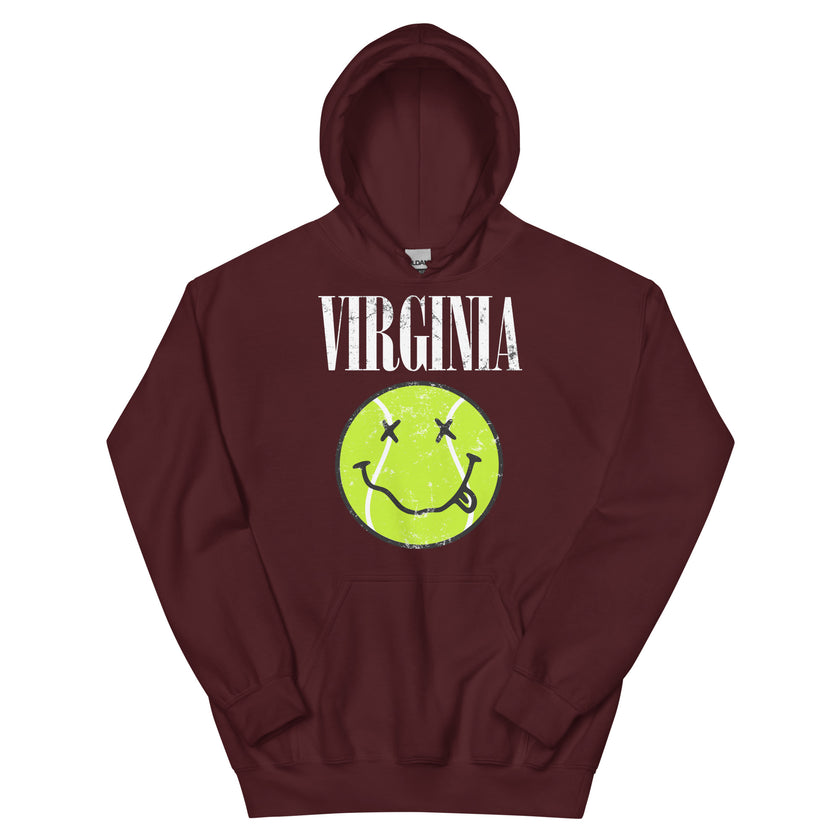 Virginia Smiley Face Tennis Ball by CoVA Tennis Unisex Heavy Blend Hoodie