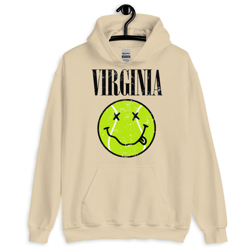 Virginia Smiley Face Tennis Ball by CoVA Tennis Unisex Heavy Blend Hoodie