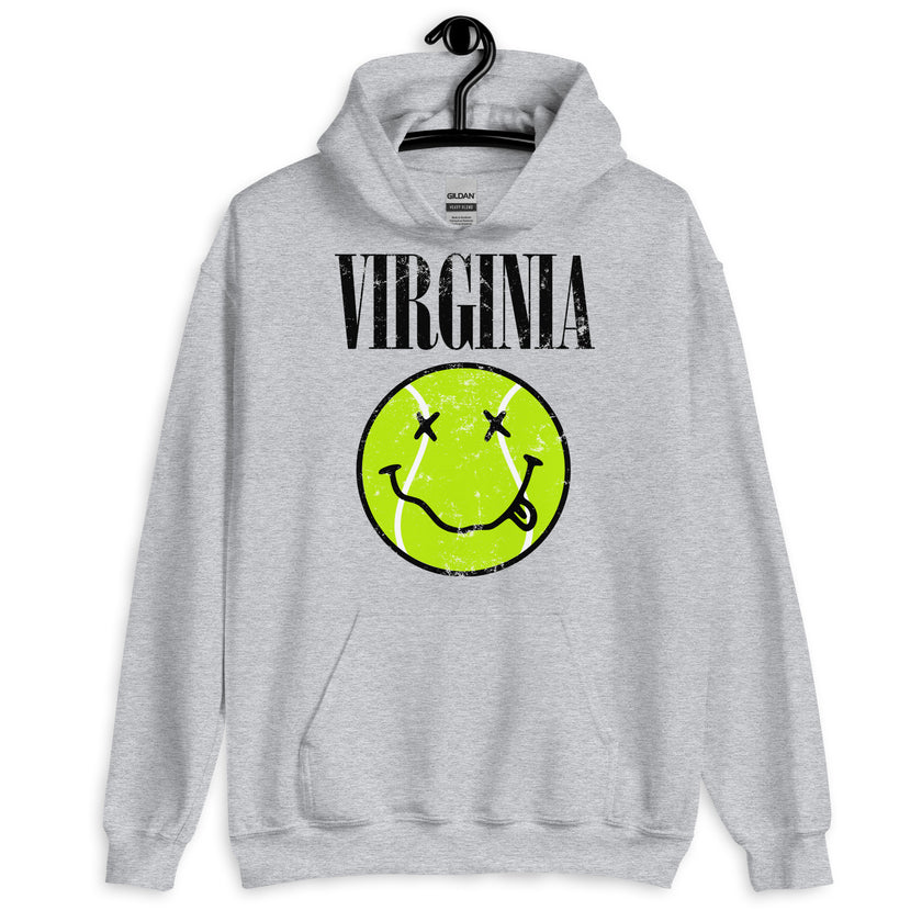 Virginia Smiley Face Tennis Ball by CoVA Tennis Unisex Heavy Blend Hoodie