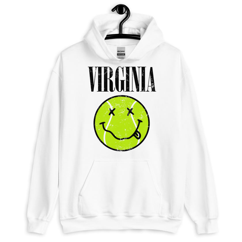 Virginia Smiley Face Tennis Ball by CoVA Tennis Unisex Heavy Blend Hoodie