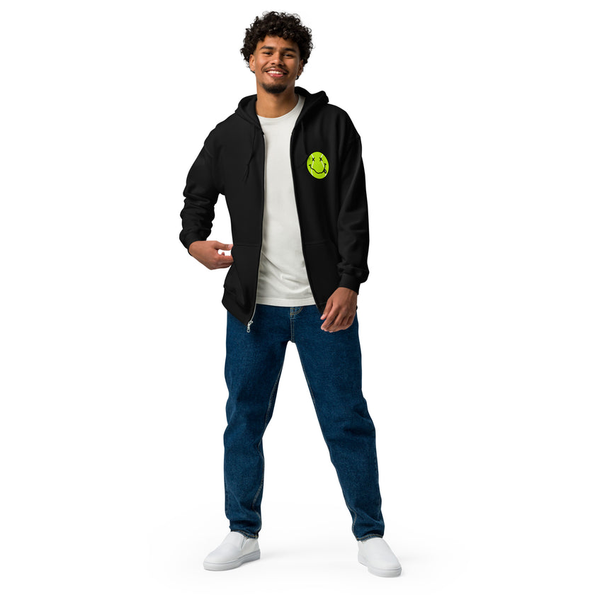 Smiling Tennis Ball by CoVA Tennis Unisex heavy blend zip hoodie