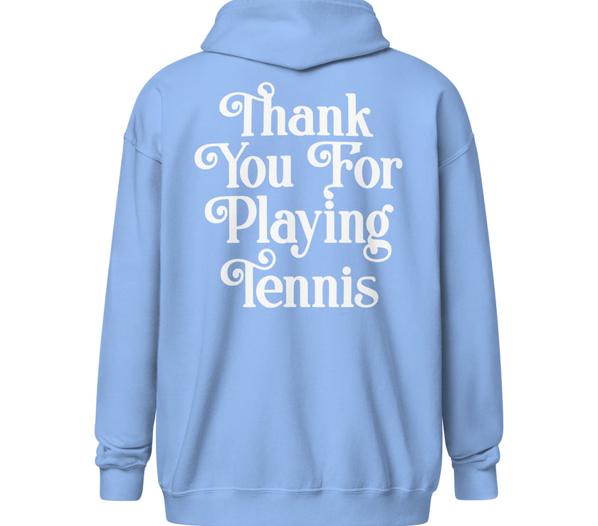 Thank You For Playing Tennis Unisex heavy blend zip hoodie by CoVA Tennis