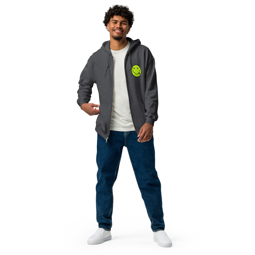 Smiling Tennis Ball by CoVA Tennis Unisex heavy blend zip hoodie