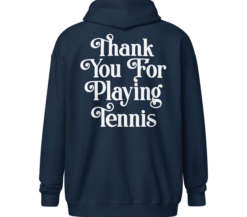 Thank You For Playing Tennis Unisex heavy blend zip hoodie by CoVA Tennis