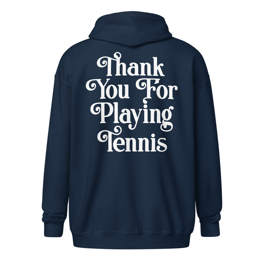 Thank You For Playing Tennis Unisex heavy blend zip hoodie by CoVA Tennis