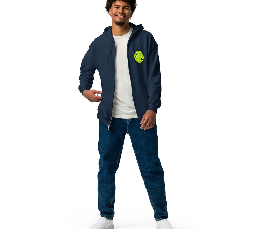 Smiling Tennis Ball by CoVA Tennis Unisex heavy blend zip hoodie