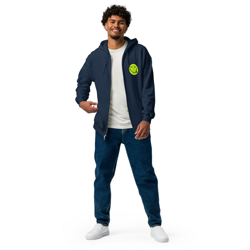 Smiling Tennis Ball by CoVA Tennis Unisex heavy blend zip hoodie