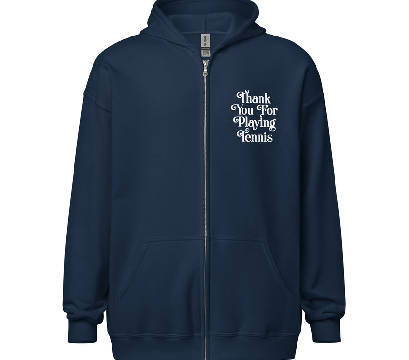 Thank You For Playing Tennis Unisex heavy blend zip hoodie by CoVA Tennis