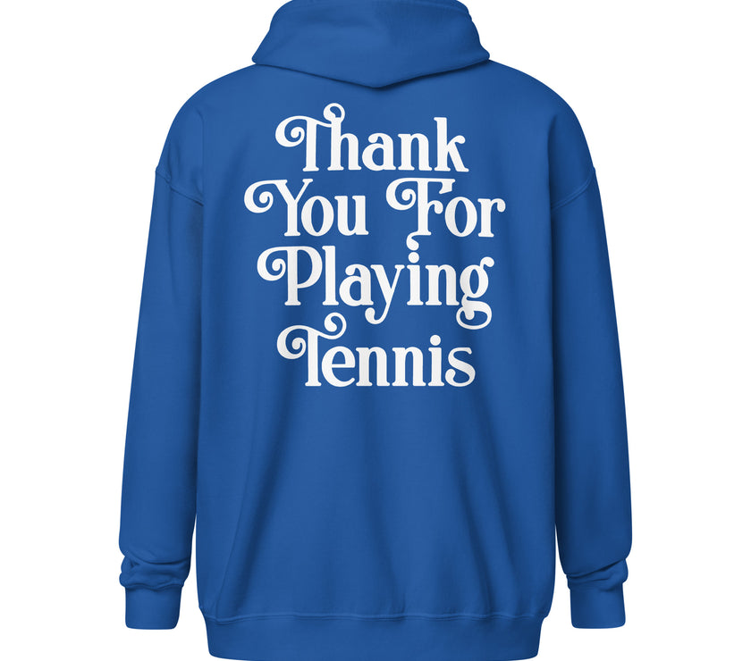 Thank You For Playing Tennis Unisex heavy blend zip hoodie by CoVA Tennis