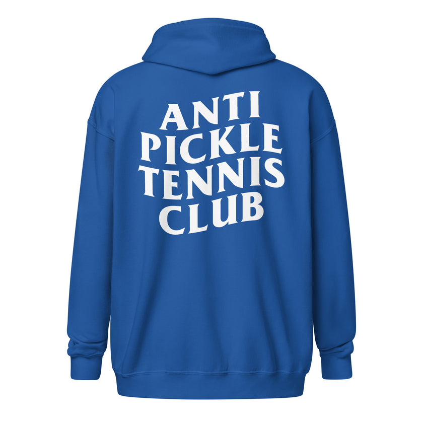 Anti Pickleball Tennis Club Unisex heavy blend zip hoodie by CoVA Tennis