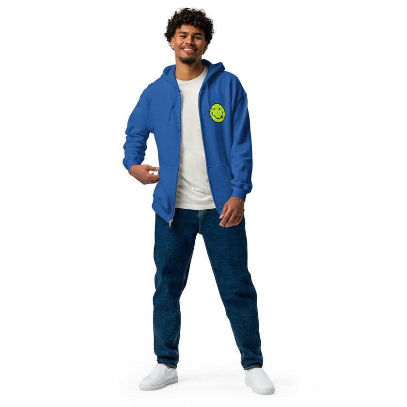 Smiling Tennis Ball by CoVA Tennis Unisex heavy blend zip hoodie