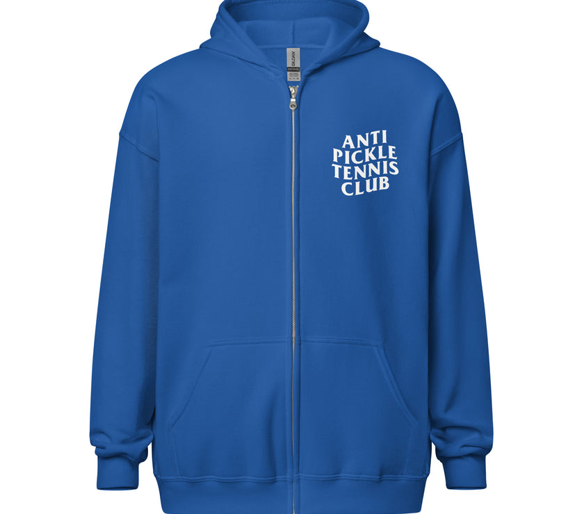 Anti Pickleball Tennis Club Unisex heavy blend zip hoodie by CoVA Tennis