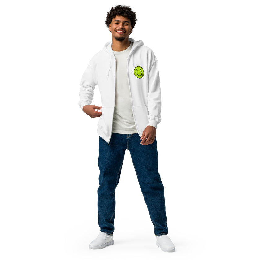 Smiling Tennis Ball by CoVA Tennis Unisex heavy blend zip hoodie