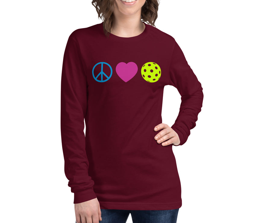 Peace Love Pickleball Unisex Long Sleeve Tee