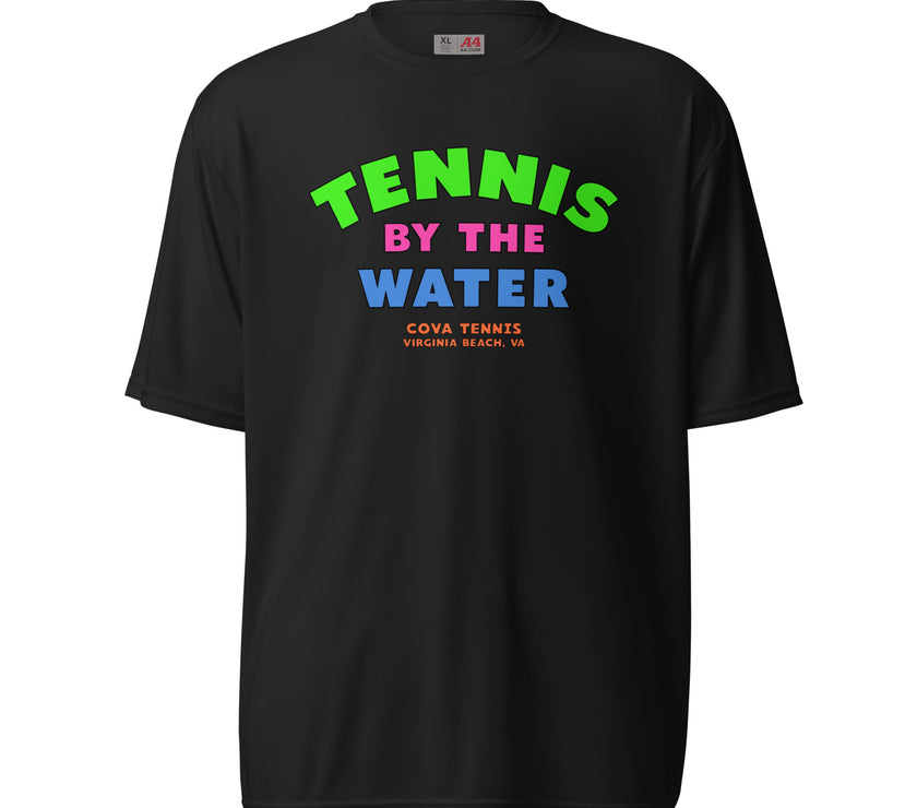 Tennis By The Water Unisex performance crew neck t-shirt by CoVA  Tennis