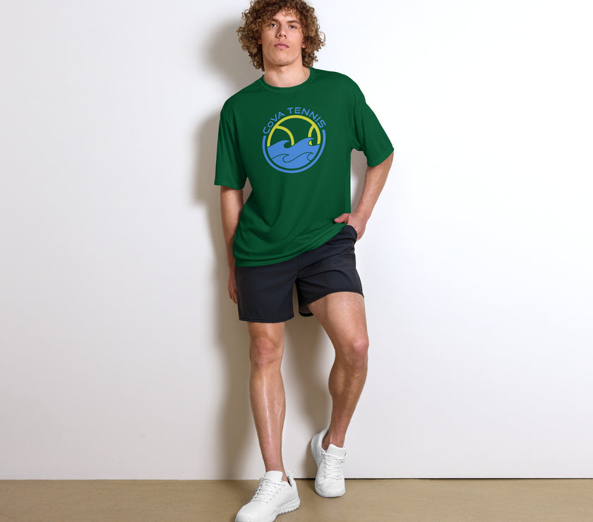 CoVA Tennis Ball & Waves Logo Unisex performance crew neck t-shirt