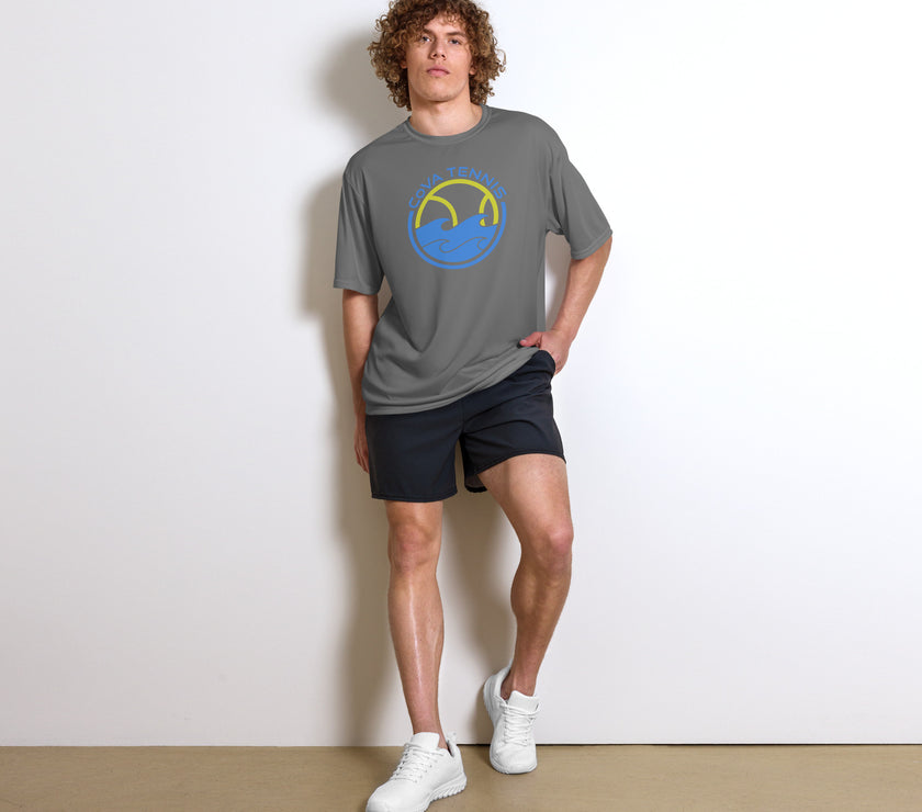 CoVA Tennis Ball & Waves Logo Unisex performance crew neck t-shirt