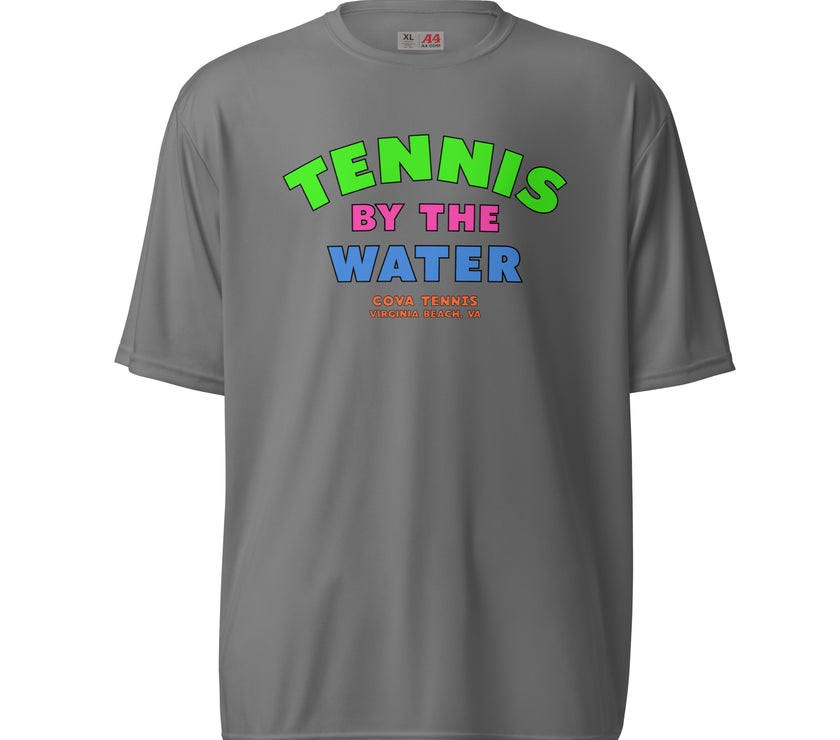 Tennis By The Water Unisex performance crew neck t-shirt by CoVA  Tennis