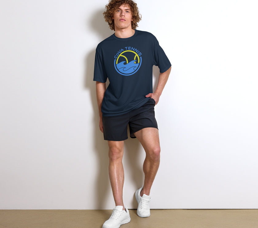 CoVA Tennis Ball & Waves Logo Unisex performance crew neck t-shirt