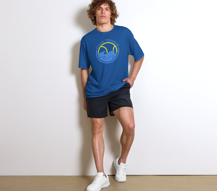 CoVA Tennis Ball & Waves Logo Unisex performance crew neck t-shirt