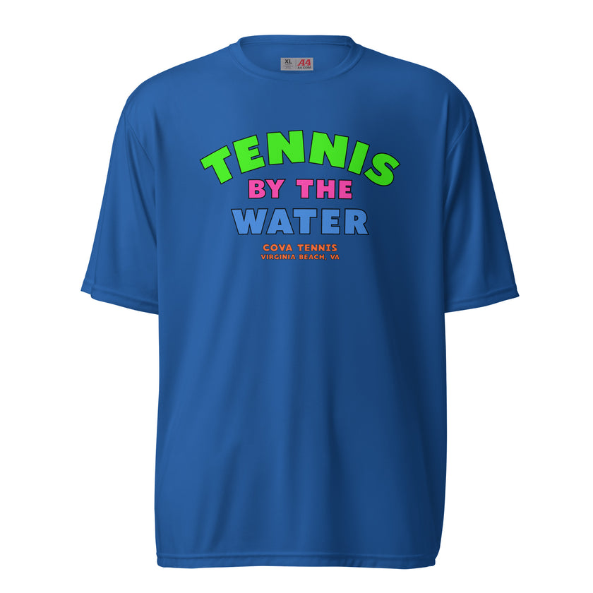 Tennis By The Water Unisex performance crew neck t-shirt by CoVA  Tennis