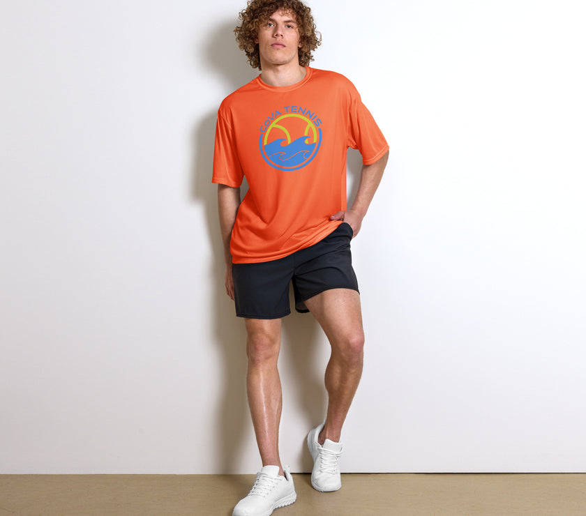 CoVA Tennis Ball & Waves Logo Unisex performance crew neck t-shirt