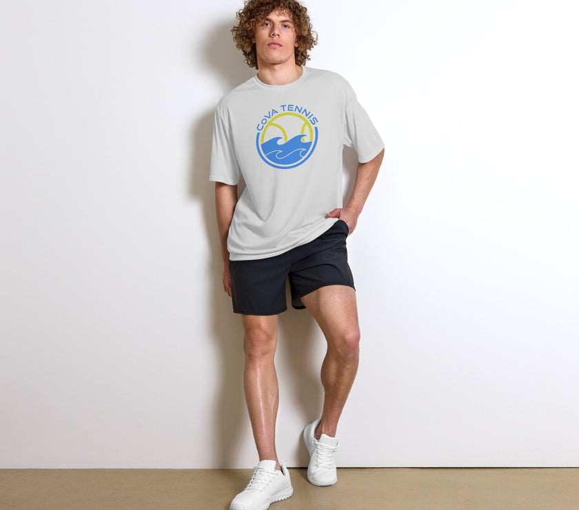 CoVA Tennis Ball & Waves Logo Unisex performance crew neck t-shirt