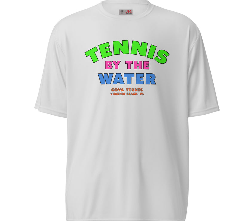 Tennis By The Water Unisex performance crew neck t-shirt by CoVA  Tennis