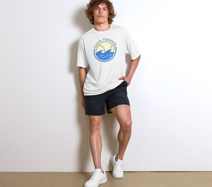 CoVA Tennis Ball & Waves Logo Unisex performance crew neck t-shirt