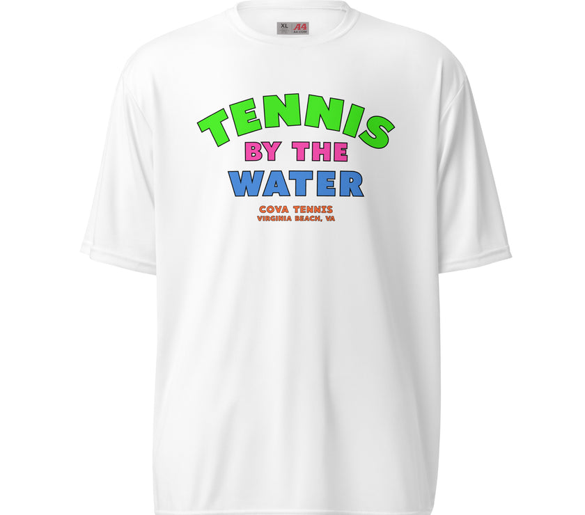 Tennis By The Water Unisex performance crew neck t-shirt by CoVA  Tennis