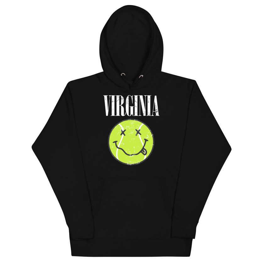 Virginia Smiley Face Tennis Ball by CoVA Tennis Unisex Hoodie