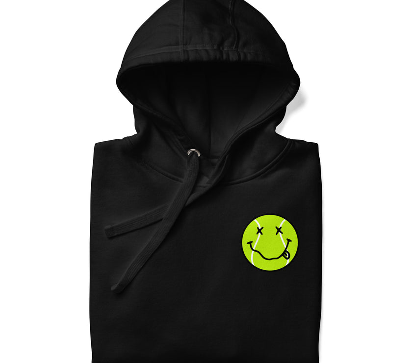 Smiling Tennis Ball by CoVA Tennis Unisex Premium Hoodie