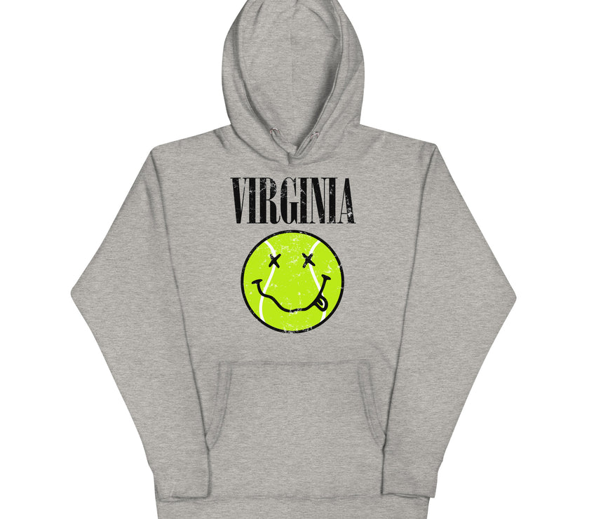 Virginia Smiley Face Tennis Ball by CoVA Tennis Unisex Hoodie