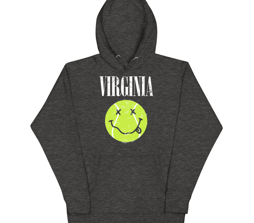 Virginia Smiley Face Tennis Ball by CoVA Tennis Unisex Hoodie