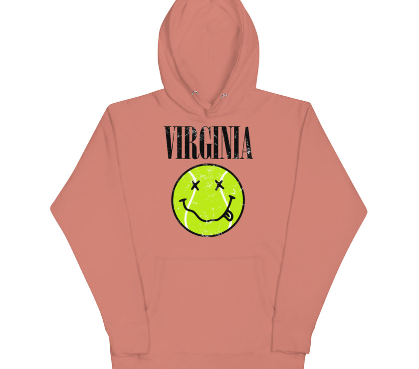 Virginia Smiley Face Tennis Ball by CoVA Tennis Unisex Hoodie