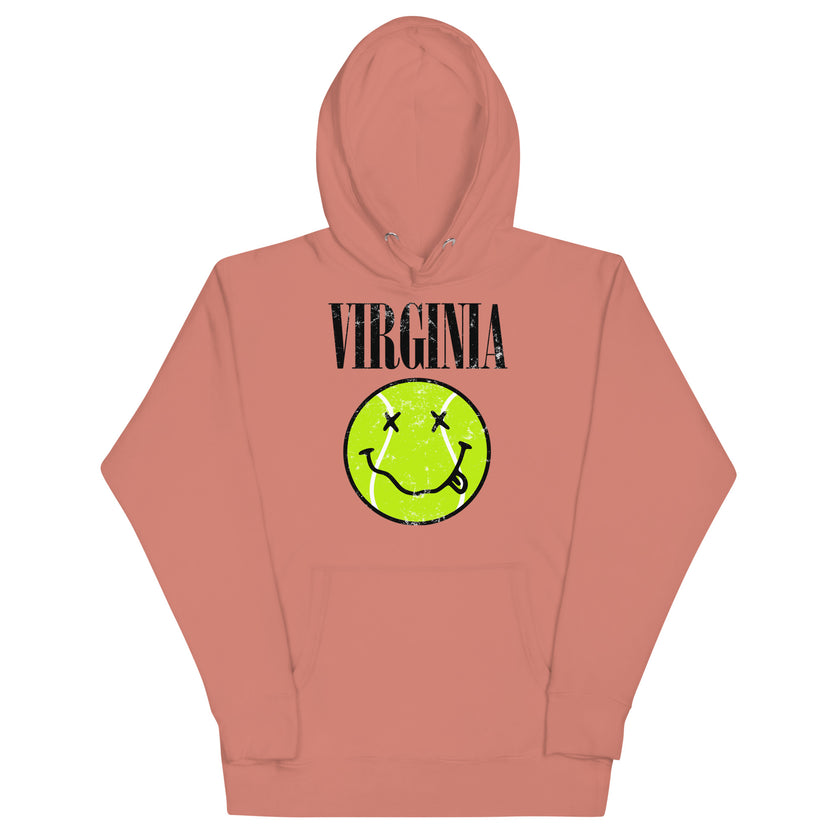 Virginia Smiley Face Tennis Ball by CoVA Tennis Unisex Hoodie