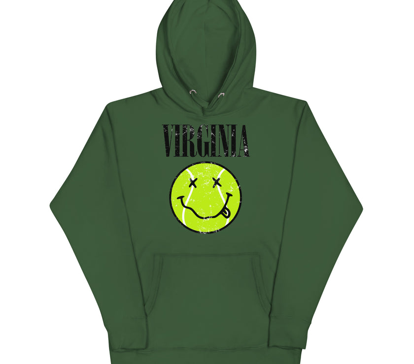 Virginia Smiley Face Tennis Ball by CoVA Tennis Unisex Hoodie