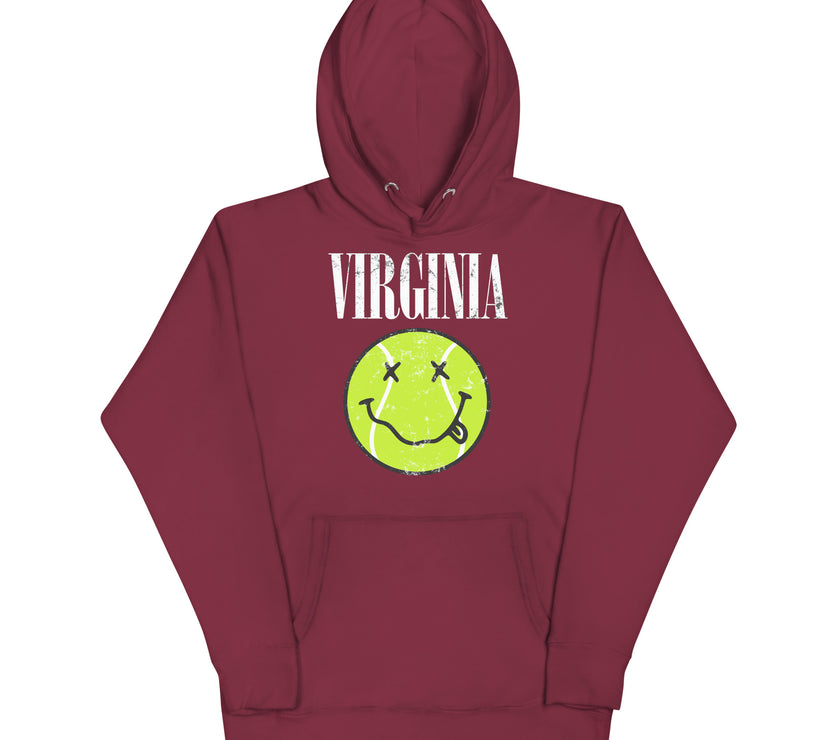 Virginia Smiley Face Tennis Ball by CoVA Tennis Unisex Hoodie