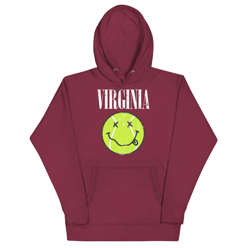 Virginia Smiley Face Tennis Ball by CoVA Tennis Unisex Hoodie