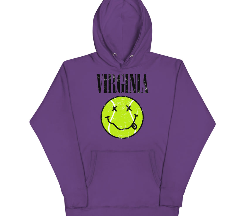 Virginia Smiley Face Tennis Ball by CoVA Tennis Unisex Hoodie