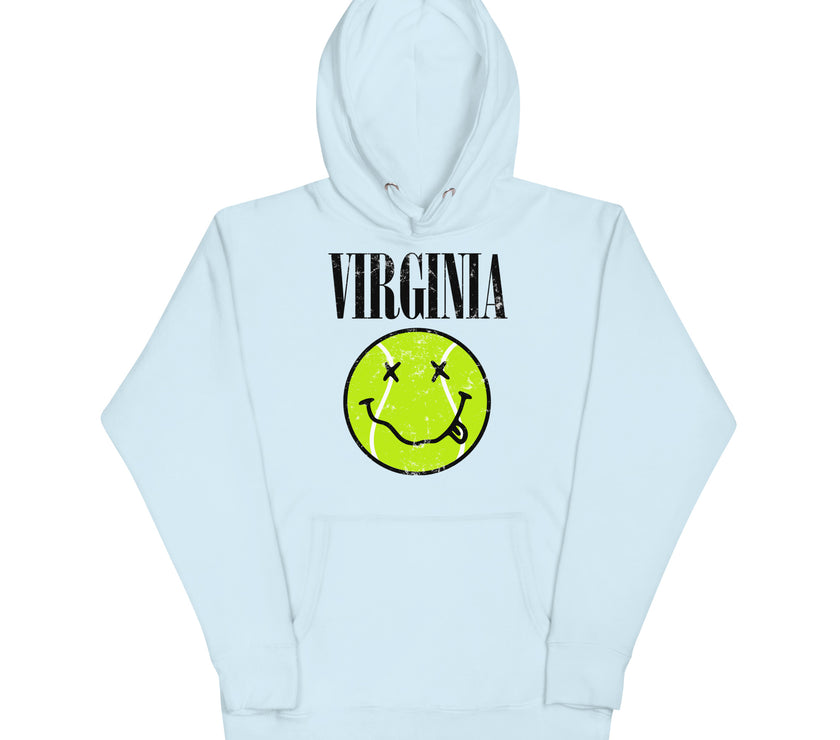 Virginia Smiley Face Tennis Ball by CoVA Tennis Unisex Hoodie