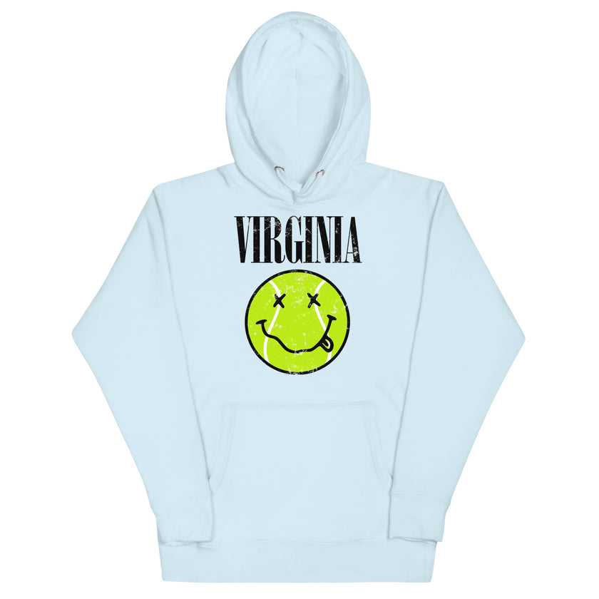 Virginia Smiley Face Tennis Ball by CoVA Tennis Unisex Hoodie