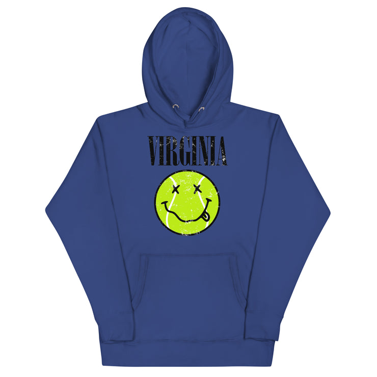 Virginia Smiley Face Tennis Ball by CoVA Tennis Unisex Hoodie