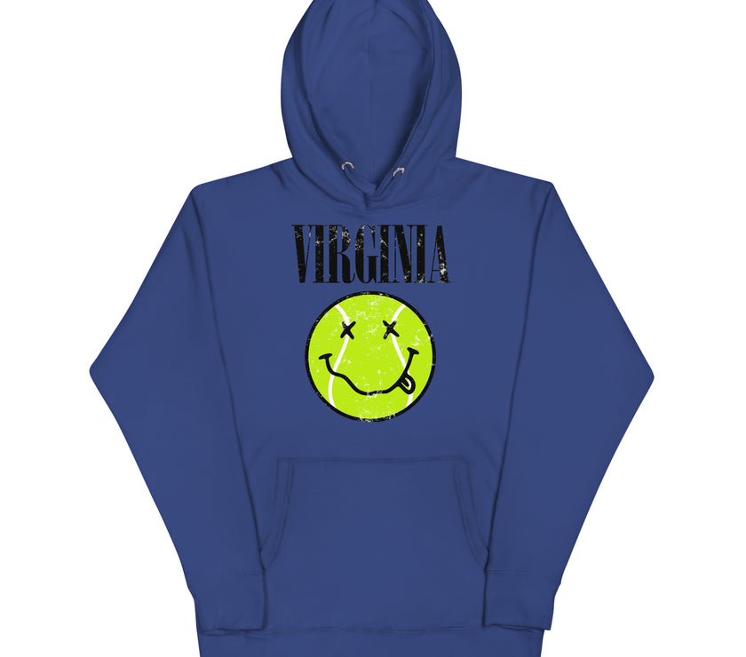 Virginia Smiley Face Tennis Ball by CoVA Tennis Unisex Hoodie