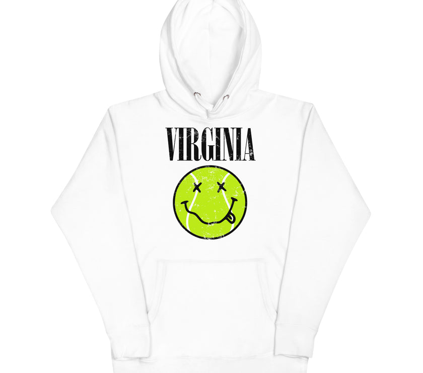 Virginia Smiley Face Tennis Ball by CoVA Tennis Unisex Hoodie